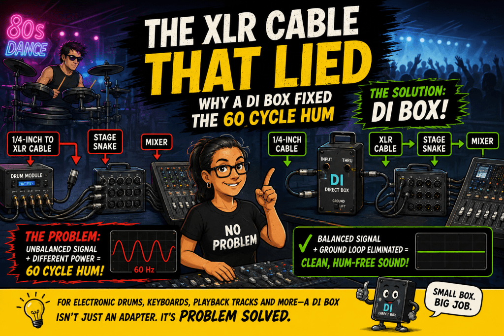 The XLR Cable That Lied – Why a DI Box Fixed the 60-Cycle&nbsp;Hum